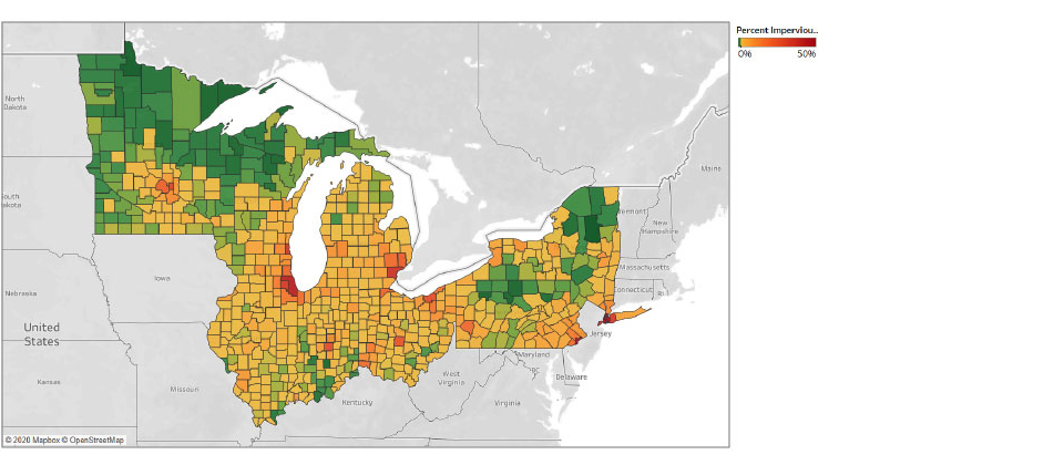 Map of Great Lakes Basin Cities - Granular HIP Climate Threat Resilience Ratings
