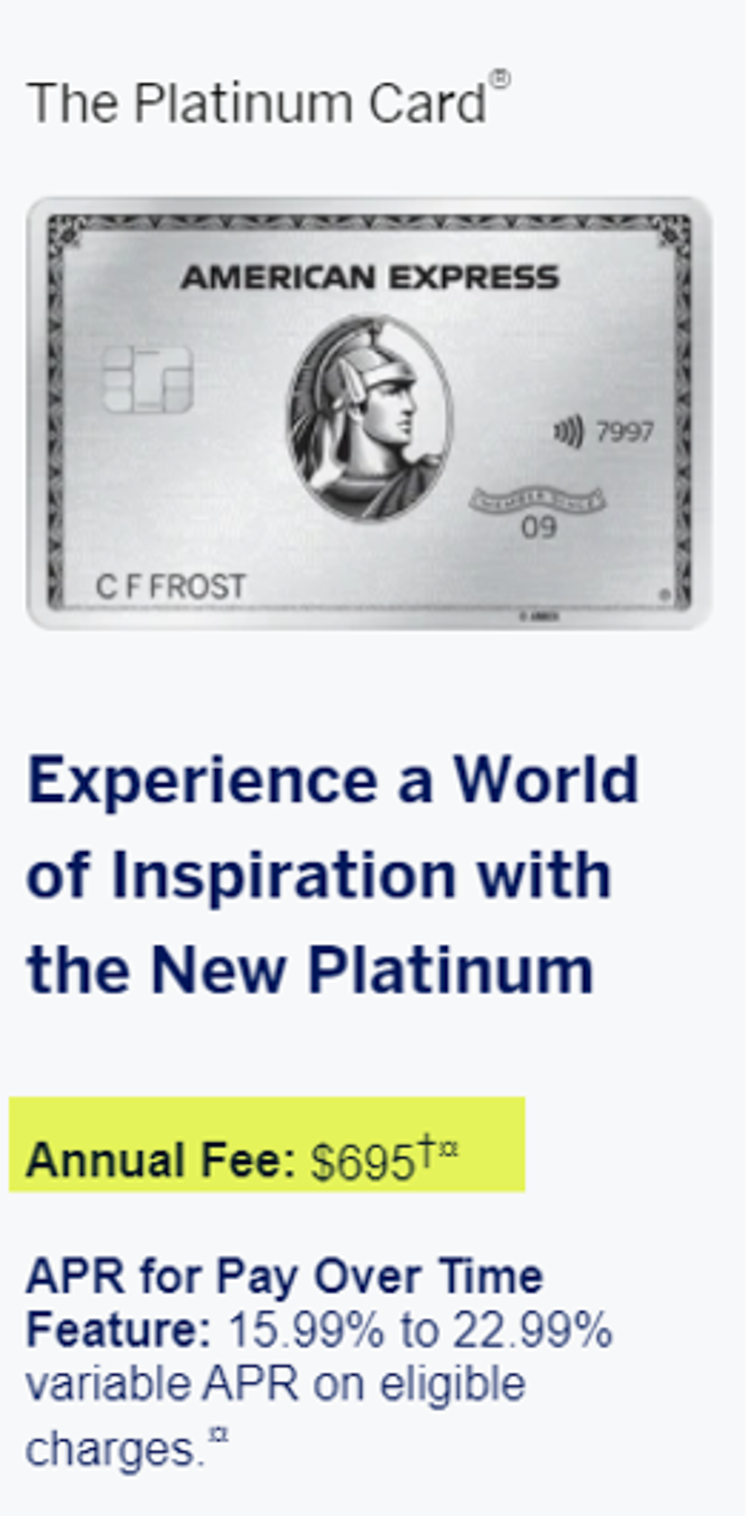 AMEX verhoogt vergoeding voor Platinum Card van $ 550 naar $ 695