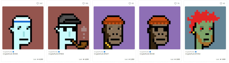 Top 5 Cryptopunks NFTs sold for an average of $8M on OpenSea