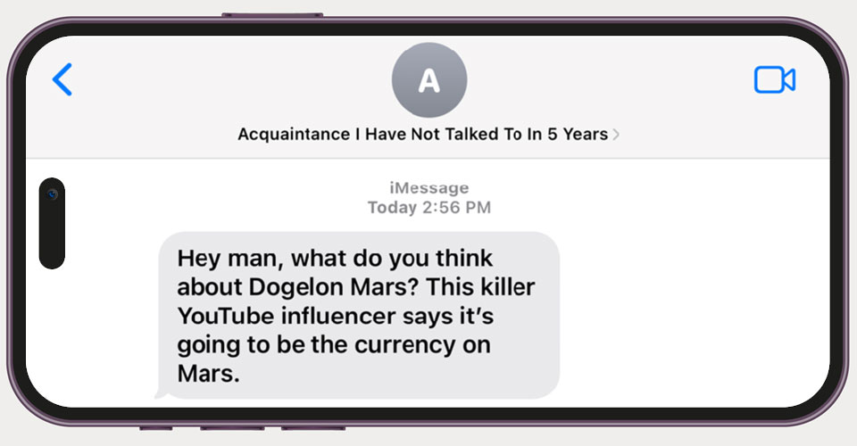 Top Signal&rsquo; text message from an acquaintance from 5 years ago