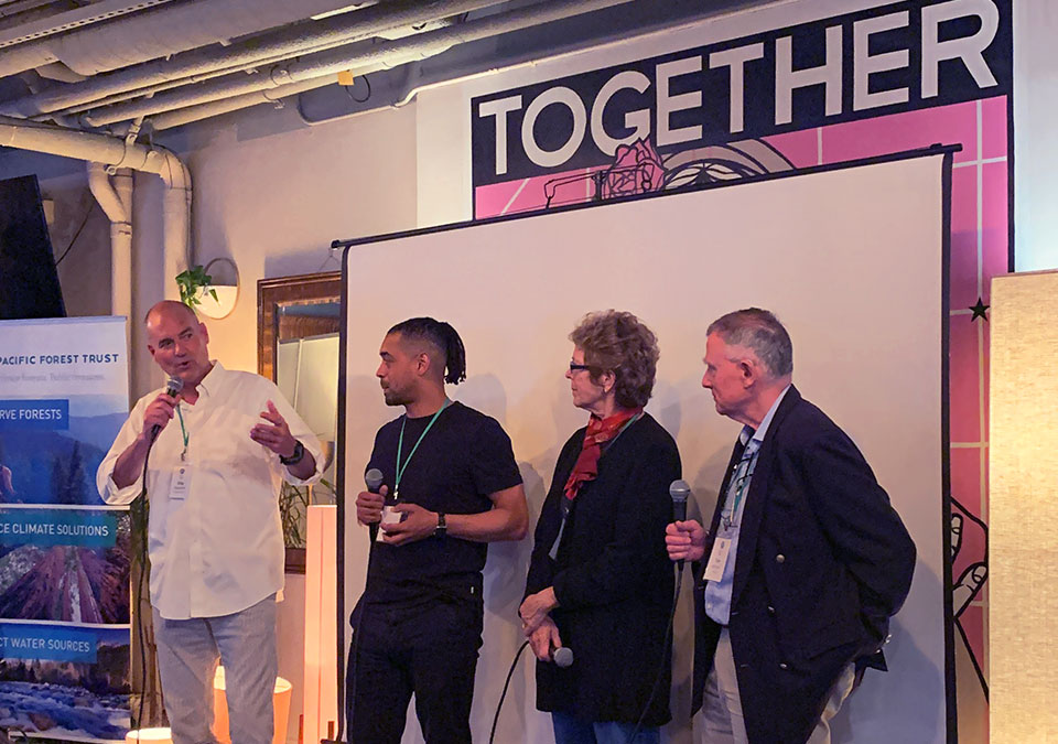 Chip Houghton (IF), Anthony Gibbs (IF), Laurie Wayburn (PFT), and Tom Butcher (VanEck) answer questions following a screening in San Francisco, CA, in May 2023.