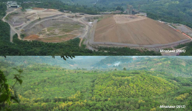 Minahasa mine waste dump and plant area in Indonesia